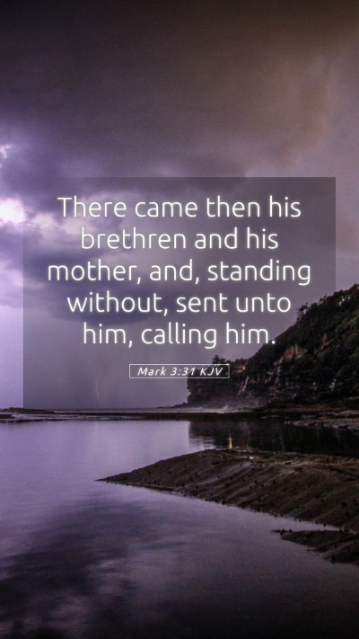Picture 05 - Mark 3:31 KJV Mobile Phone Wallpaper - There came then his brethren and his mother, and, - Mobile Bible Verse Wallpaper
