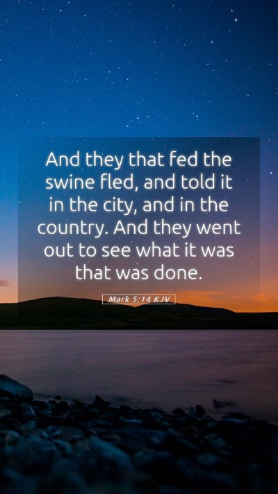 Picture 05 - Mark 5:14 KJV Mobile Phone Wallpaper - And they that fed the swine fled, and told it in - Mobile Bible Verse Wallpaper