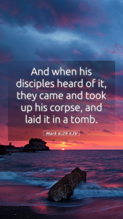 Picture 05 - Mark 6:29 KJV Mobile Phone Wallpaper - And when his disciples heard of it, they came and - Mobile Bible Verse Wallpaper
