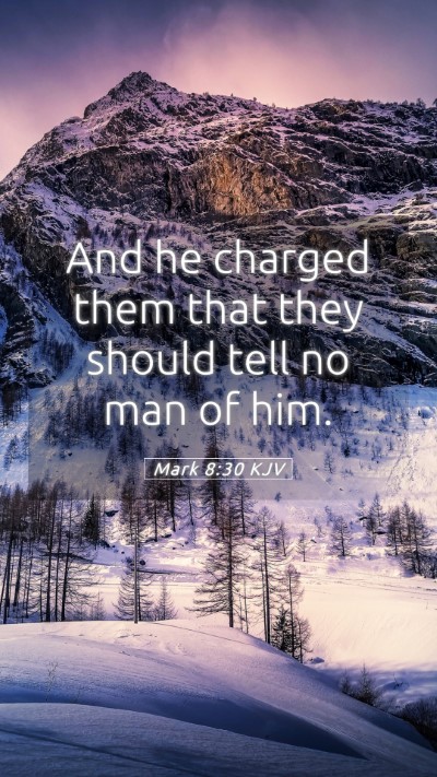 Picture 05 - Mark 8:30 KJV Mobile Phone Wallpaper - And he charged them that they should tell no man - Mobile Bible Verse Wallpaper
