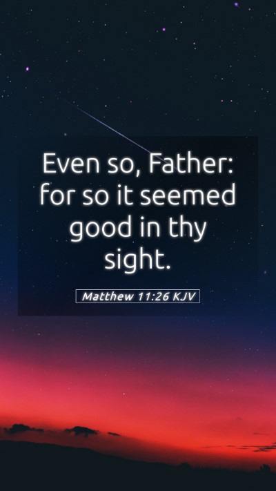 Picture 05 - Matthew 11:26 KJV Mobile Phone Wallpaper - Even so, Father: for so it seemed good in thy - Mobile Bible Verse Wallpaper