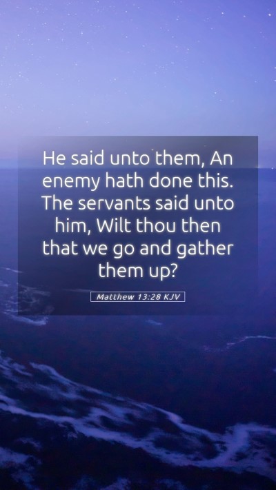 Picture 05 - Matthew 13:28 KJV Mobile Phone Wallpaper - He said unto them, An enemy hath done this. The - Mobile Bible Verse Wallpaper