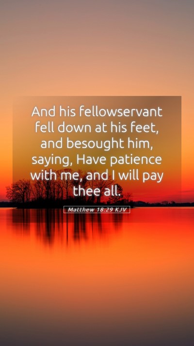 Picture 05 - Matthew 18:29 KJV Mobile Phone Wallpaper - And his fellowservant fell down at his feet, and - Mobile Bible Verse Wallpaper