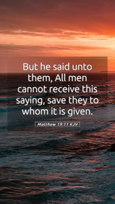 Picture 05 - Matthew 19:11 KJV Mobile Phone Wallpaper - But he said unto them, All men cannot receive - Mobile Bible Verse Wallpaper