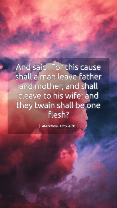 Picture 05 - Matthew 19:5 KJV Mobile Phone Wallpaper - And said, For this cause shall a man leave father - Mobile Bible Verse Wallpaper