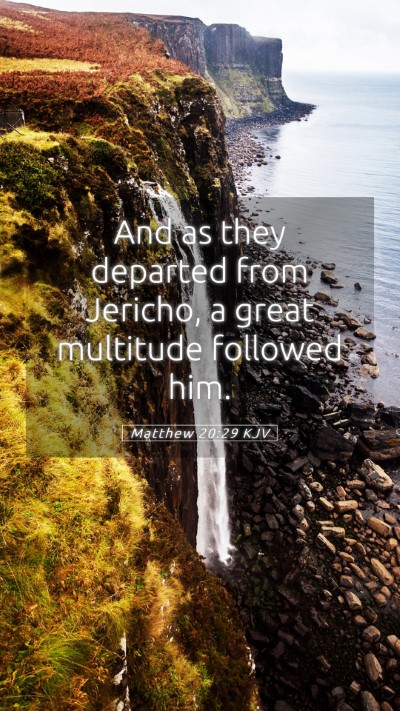 Picture 05 - Matthew 20:29 KJV Mobile Phone Wallpaper - And as they departed from Jericho, a great - Mobile Bible Verse Wallpaper