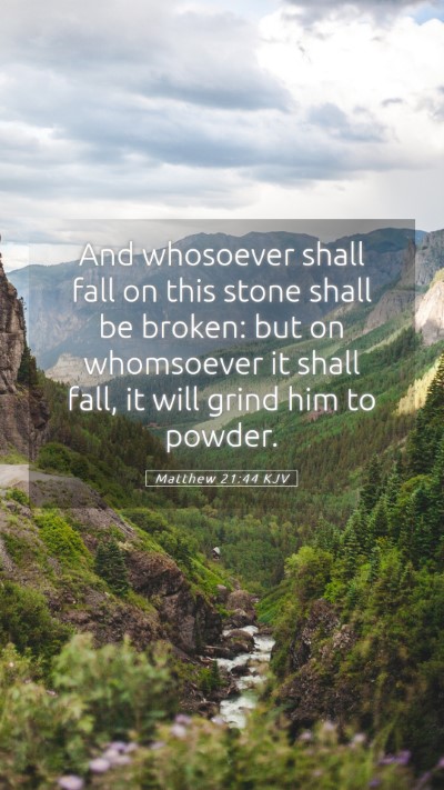 Picture 05 - Matthew 21:44 KJV Mobile Phone Wallpaper - And whosoever shall fall on this stone shall be - Mobile Bible Verse Wallpaper