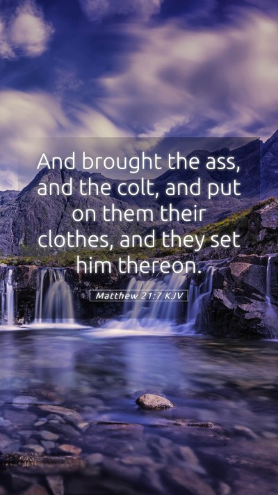 Picture 05 - Matthew 21:7 KJV Mobile Phone Wallpaper - And brought the ass, and the colt, and put on - Mobile Bible Verse Wallpaper