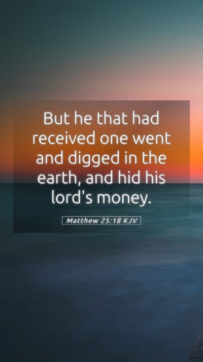 Picture 05 - Matthew 25:18 KJV Mobile Phone Wallpaper - But he that had received one went and digged in - Mobile Bible Verse Wallpaper