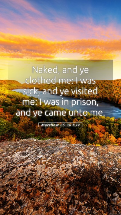 Picture 05 - Matthew 25:36 KJV Mobile Phone Wallpaper - Naked, and ye clothed me: I was sick, and ye - Mobile Bible Verse Wallpaper
