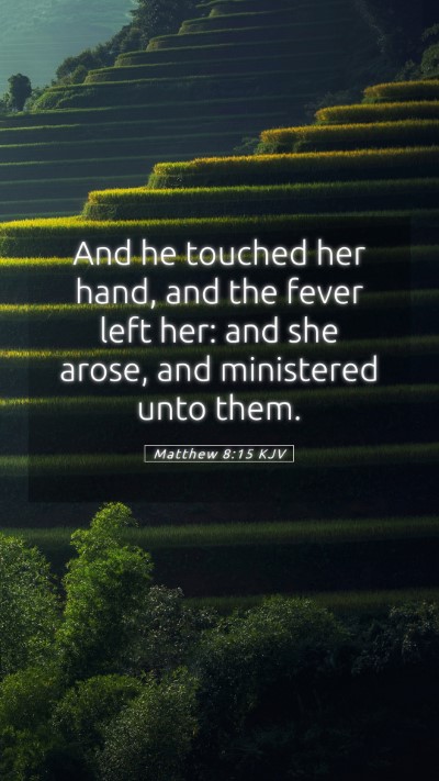 Picture 05 - Matthew 8:15 KJV Mobile Phone Wallpaper - And he touched her hand, and the fever left her: - Mobile Bible Verse Wallpaper