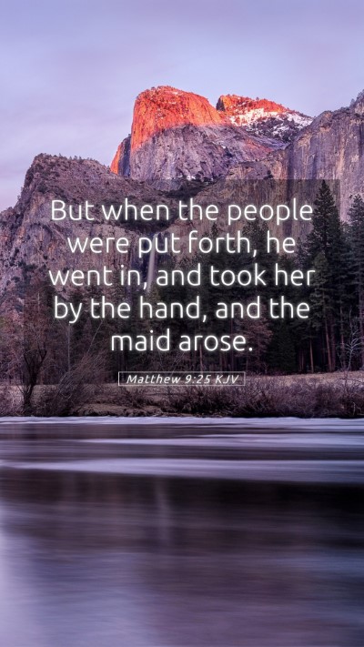 Picture 05 - Matthew 9:25 KJV Mobile Phone Wallpaper - But when the people were put forth, he went in, - Mobile Bible Verse Wallpaper