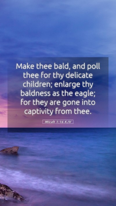 Picture 05 - Micah 1:16 KJV Mobile Phone Wallpaper - Make thee bald, and poll thee for thy delicate - Mobile Bible Verse Wallpaper