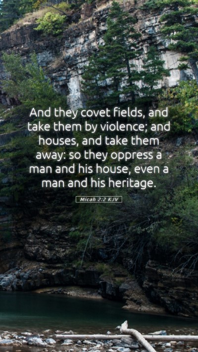 Picture 05 - Micah 2:2 KJV Mobile Phone Wallpaper - And they covet fields, and take them by violence; - Mobile Bible Verse Wallpaper