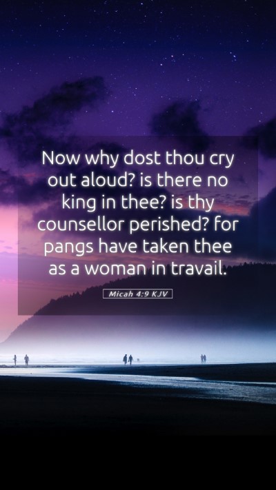 Picture 05 - Micah 4:9 KJV Mobile Phone Wallpaper - Now why dost thou cry out aloud? is there no king - Mobile Bible Verse Wallpaper
