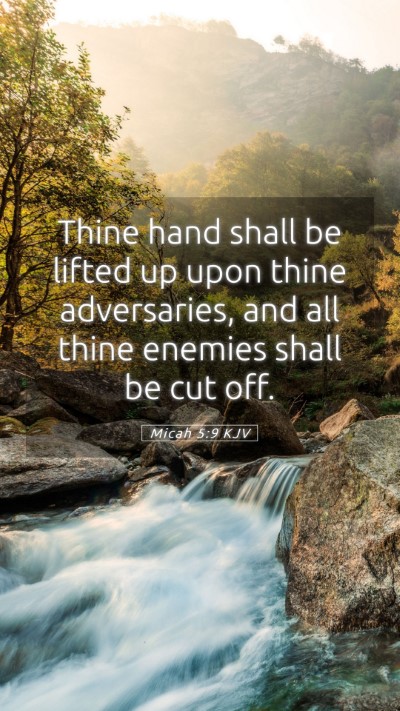 Picture 05 - Micah 5:9 KJV Mobile Phone Wallpaper - Thine hand shall be lifted up upon thine - Mobile Bible Verse Wallpaper