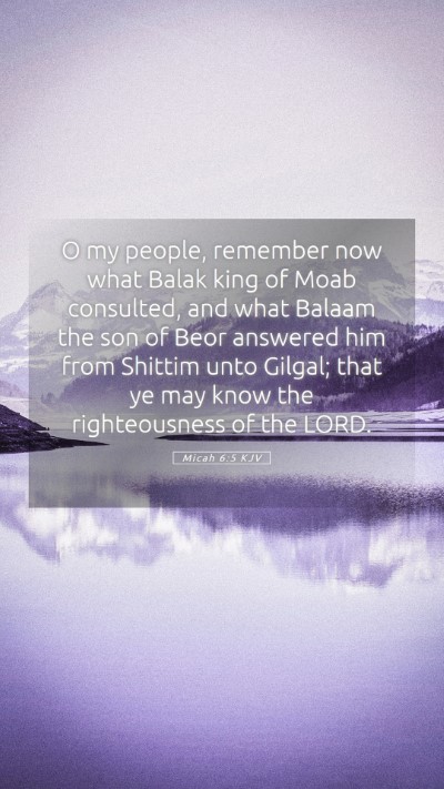 Picture 05 - Micah 6:5 KJV Mobile Phone Wallpaper - O my people, remember now what Balak king of Moab - Mobile Bible Verse Wallpaper