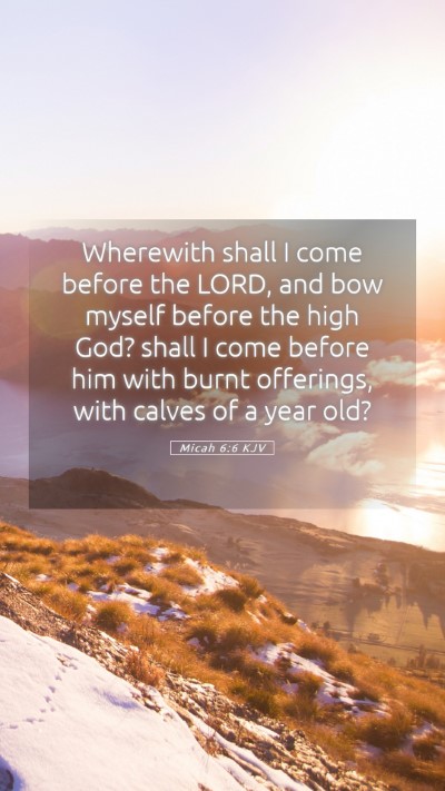 Picture 05 - Micah 6:6 KJV Mobile Phone Wallpaper - Wherewith shall I come before the LORD, and bow - Mobile Bible Verse Wallpaper