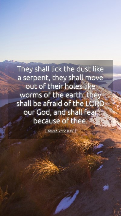 Picture 05 - Micah 7:17 KJV Mobile Phone Wallpaper - They shall lick the dust like a serpent, they - Mobile Bible Verse Wallpaper