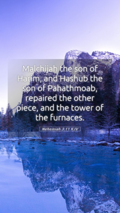 Picture 05 - Nehemiah 3:11 KJV Mobile Phone Wallpaper - Malchijah the son of Harim, and Hashub the son of - Mobile Bible Verse Wallpaper