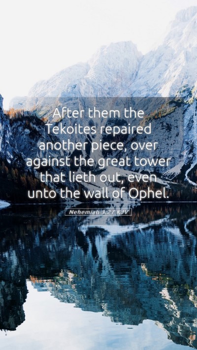 Picture 05 - Nehemiah 3:27 KJV Mobile Phone Wallpaper - After them the Tekoites repaired another piece, - Mobile Bible Verse Wallpaper