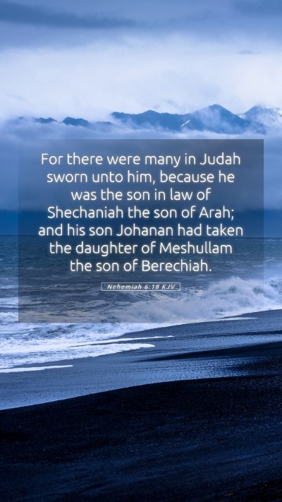 Picture 05 - Nehemiah 6:18 KJV Mobile Phone Wallpaper - For there were many in Judah sworn unto him, - Mobile Bible Verse Wallpaper