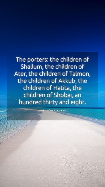 Picture 05 - Nehemiah 7:45 KJV Mobile Phone Wallpaper - The porters: the children of Shallum, the - Mobile Bible Verse Wallpaper