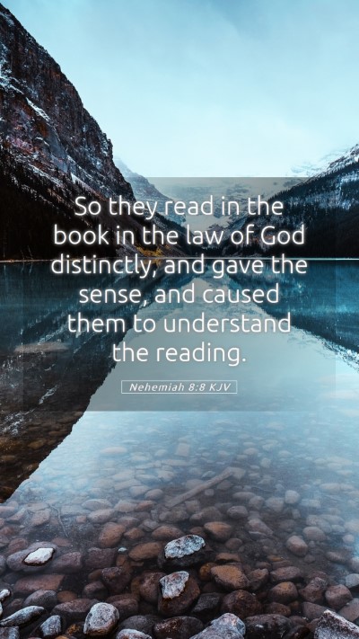 Picture 05 - Nehemiah 8:8 KJV Mobile Phone Wallpaper - So they read in the book in the law of God - Mobile Bible Verse Wallpaper
