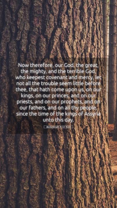 Picture 05 - Nehemiah 9:32 KJV Mobile Phone Wallpaper - Now therefore, our God, the great, the mighty, - Mobile Bible Verse Wallpaper