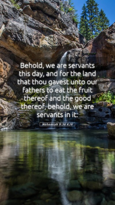 Picture 05 - Nehemiah 9:36 KJV Mobile Phone Wallpaper - Behold, we are servants this day, and for the - Mobile Bible Verse Wallpaper