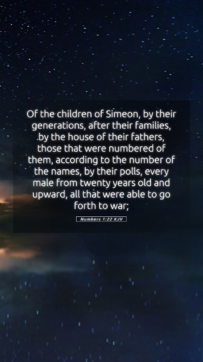 Picture 05 - Numbers 1:22 KJV Mobile Phone Wallpaper - Of the children of Simeon, by their generations, - Mobile Bible Verse Wallpaper