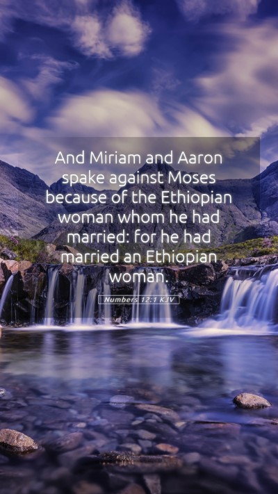 Picture 05 - Numbers 12:1 KJV Mobile Phone Wallpaper - And Miriam and Aaron spake against Moses because - Mobile Bible Verse Wallpaper