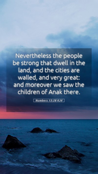 Picture 05 - Numbers 13:28 KJV Mobile Phone Wallpaper - Nevertheless the people be strong that dwell in - Mobile Bible Verse Wallpaper