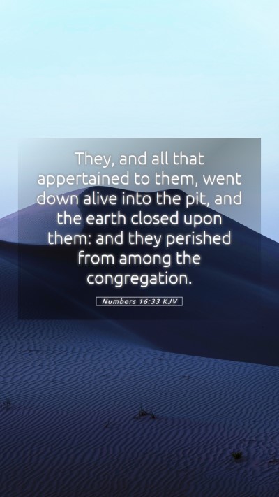 Picture 05 - Numbers 16:33 KJV Mobile Phone Wallpaper - They, and all that appertained to them, went down - Mobile Bible Verse Wallpaper