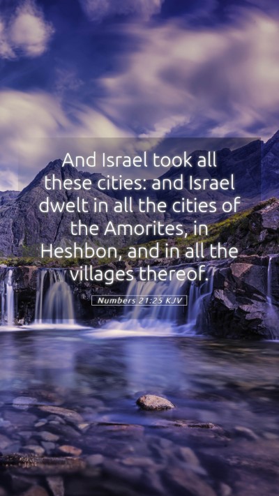 Picture 05 - Numbers 21:25 KJV Mobile Phone Wallpaper - And Israel took all these cities: and Israel - Mobile Bible Verse Wallpaper