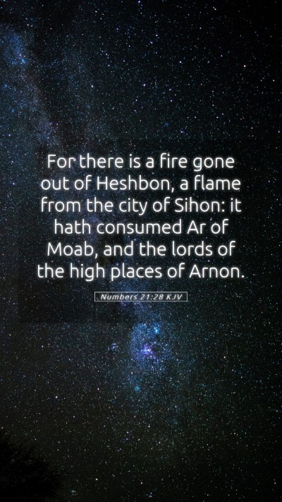 Picture 05 - Numbers 21:28 KJV Mobile Phone Wallpaper - For there is a fire gone out of Heshbon, a flame - Mobile Bible Verse Wallpaper