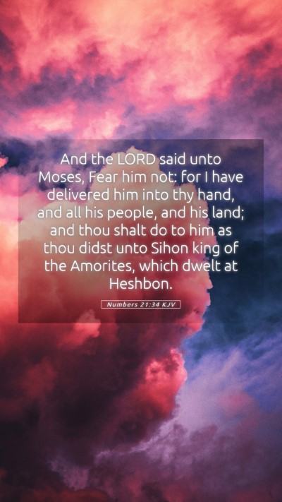 Picture 05 - Numbers 21:34 KJV Mobile Phone Wallpaper - And the LORD said unto Moses, Fear him not: for I - Mobile Bible Verse Wallpaper