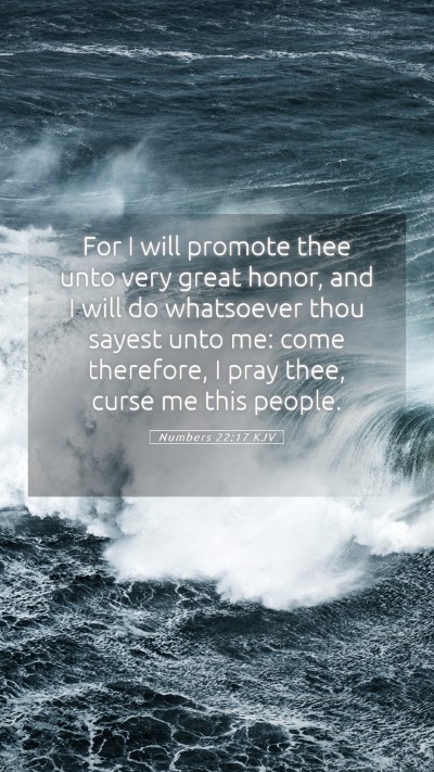 Picture 05 - Numbers 22:17 KJV Mobile Phone Wallpaper - For I will promote thee unto very great honor, - Mobile Bible Verse Wallpaper