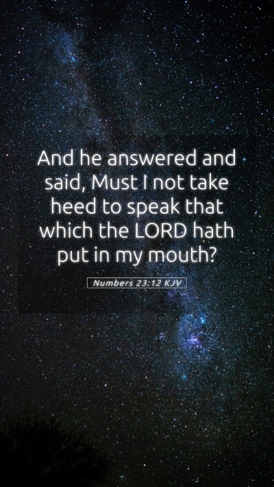 Picture 05 - Numbers 23:12 KJV Mobile Phone Wallpaper - And he answered and said, Must I not take heed to - Mobile Bible Verse Wallpaper