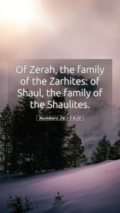 Picture 05 - Numbers 26:13 KJV Mobile Phone Wallpaper - Of Zerah, the family of the Zarhites: of Shaul, - Mobile Bible Verse Wallpaper