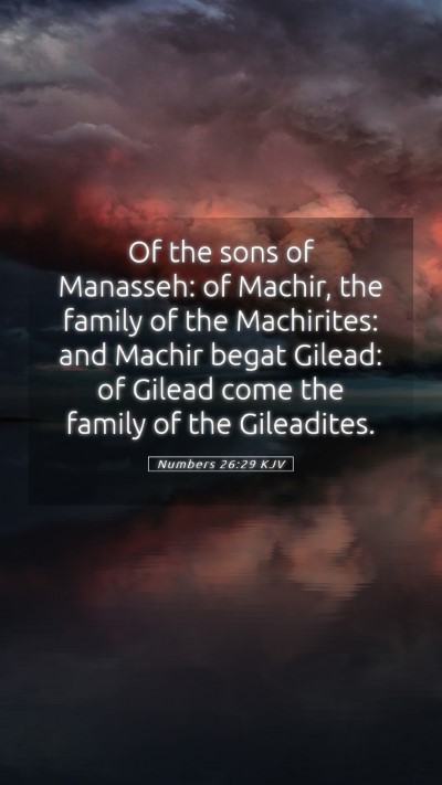 Picture 05 - Numbers 26:29 KJV Mobile Phone Wallpaper - Of the sons of Manasseh: of Machir, the family of - Mobile Bible Verse Wallpaper