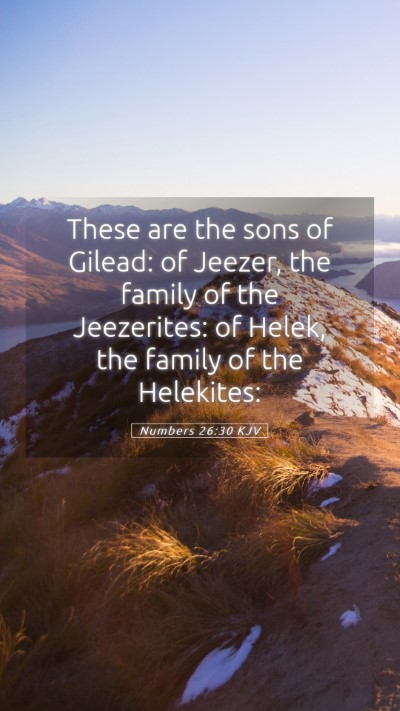 Picture 05 - Numbers 26:30 KJV Mobile Phone Wallpaper - These are the sons of Gilead: of Jeezer, the - Mobile Bible Verse Wallpaper