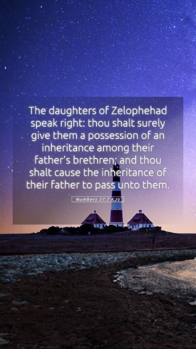 Picture 05 - Numbers 27:7 KJV Mobile Phone Wallpaper - The daughters of Zelophehad speak right: thou - Mobile Bible Verse Wallpaper