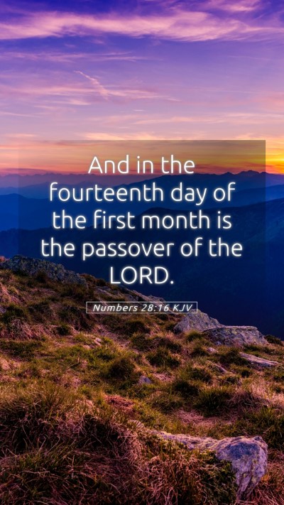Picture 05 - Numbers 28:16 KJV Mobile Phone Wallpaper - And in the fourteenth day of the first month is - Mobile Bible Verse Wallpaper