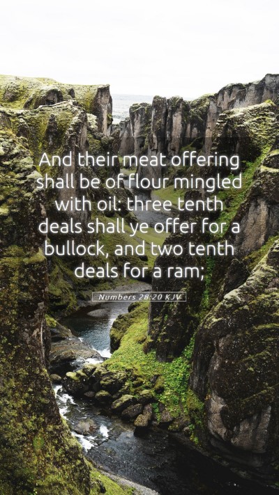 Picture 05 - Numbers 28:20 KJV Mobile Phone Wallpaper - And their meat offering shall be of flour mingled - Mobile Bible Verse Wallpaper