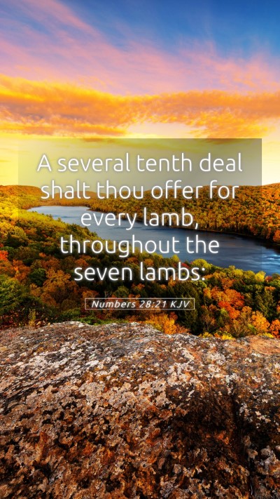 Picture 05 - Numbers 28:21 KJV Mobile Phone Wallpaper - A several tenth deal shalt thou offer for every - Mobile Bible Verse Wallpaper