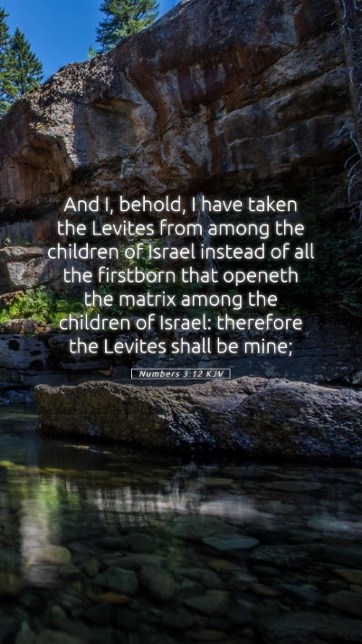 Picture 05 - Numbers 3:12 KJV Mobile Phone Wallpaper - And I, behold, I have taken the Levites from - Mobile Bible Verse Wallpaper