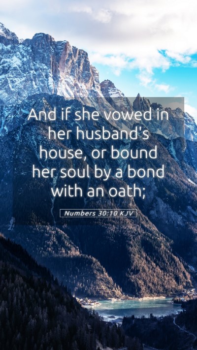 Picture 05 - Numbers 30:10 KJV Mobile Phone Wallpaper - And if she vowed in her husband's house, or bound - Mobile Bible Verse Wallpaper