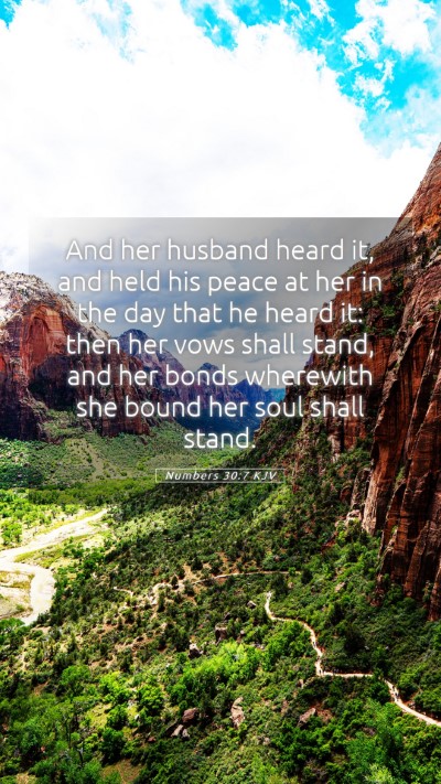 Picture 05 - Numbers 30:7 KJV Mobile Phone Wallpaper - And her husband heard it, and held his peace at - Mobile Bible Verse Wallpaper