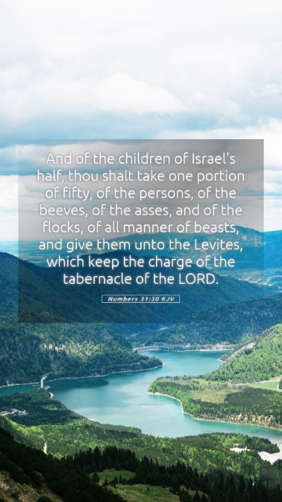 Picture 05 - Numbers 31:30 KJV Mobile Phone Wallpaper - And of the children of Israel's half, thou shalt - Mobile Bible Verse Wallpaper